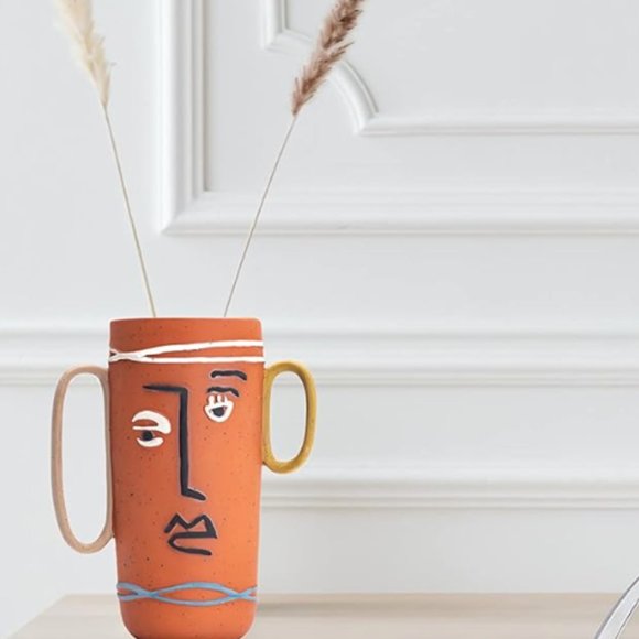 Anthropologie Ceramic Rustic Style Face Vase - Picture 3 of 4